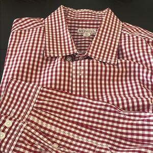 Merona Red Casual Button Down Shirt Gingham Check